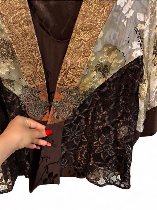 Vintage Spencer Alexis Mixed Media Kimono Top - Size M - Whimsigoth - Picture 6 of 6